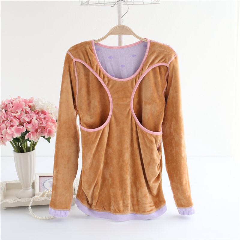 孕妇保暖内衣加绒加厚秋冬打底衫睡衣月子服产后喂奶单件哺乳上衣 孕妇保暖内衣加绒加厚秋冬打底衫睡衣月子服产后喂奶单件哺乳上衣