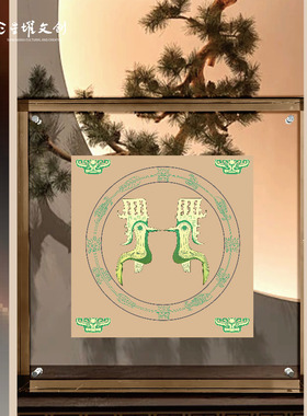 三星堆博物馆文创蜀锦神鸟纳福立屏桌面摆件中国风客厅摆件纪念品