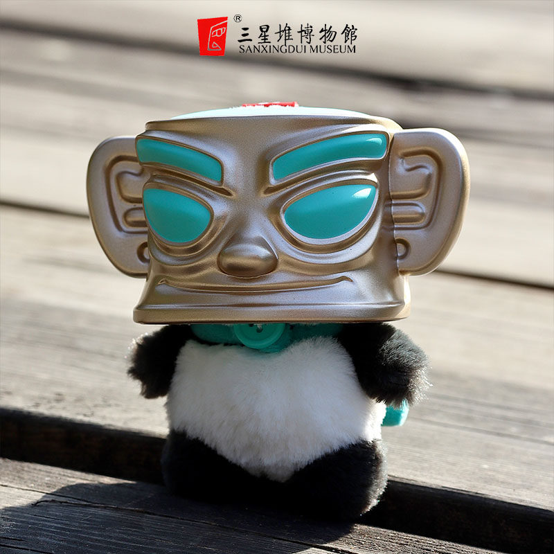 三星堆博物馆文创神目熊猫布艺毛绒玩具绒布周边礼物公仔玩偶送人