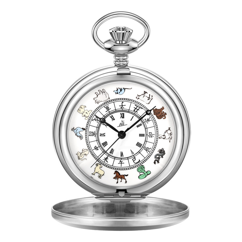 上海国产老乱机械男士生肖礼物怀表 老乱国产腕表