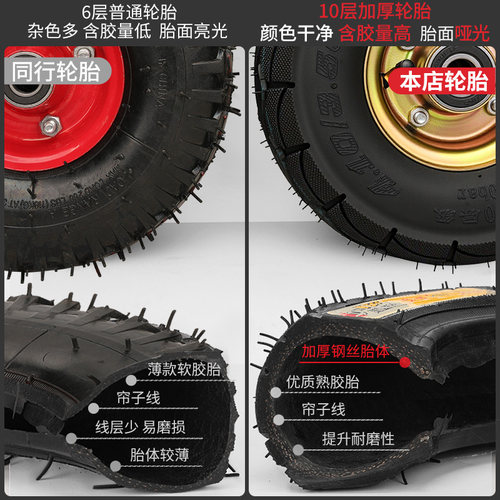 奕辰充气万向轮轮子打气轮胎重型10寸充气轮子手推车刹轮胎小轱辘 - 图0