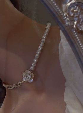 高级感法式山茶花珍珠锆石