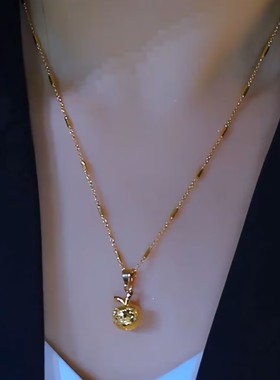 秋冬新款金色苹果吊坠项链