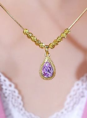 紫色转运珠榴莲项链女轻奢百搭