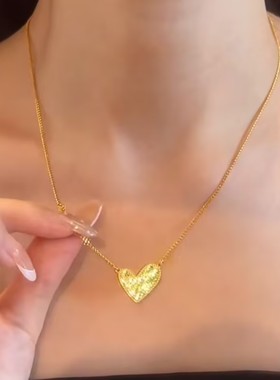 新款金色碎碎冰爱心转运珠项链