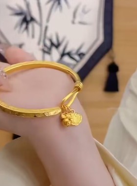 新中式吉言镯子开口手镯女网红爆款小众设计感轻奢百搭精美手镯女