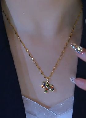 高级感彩色小马项链女小巧精致简约高级感小众设计减龄精美项链女