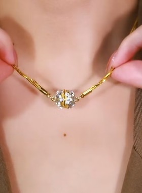 高级感金色磁吸钻球多层项链女网红爆款气质设计感心形精美锁骨链