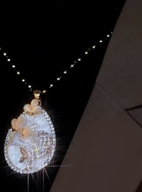 韩版镶钻水晶鱼花戏水吊坠毛衣链网红爆款时尚精致气质百搭项饰女