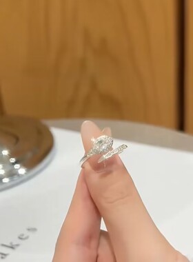 超闪锆石蛇形开口戒指女网红爆款小众高级感轻奢时尚百搭精美指环