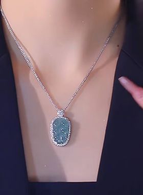 新中式绿色金枝玉叶项链女轻奢