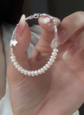 新款银色银子珠珠手串女网红爆款轻奢百搭小众设计感精美手串女