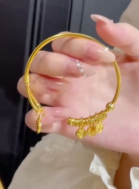 新款平安喜乐多环开口手镯女网红爆款轻奢气质百搭小众设计感手镯