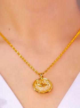 新款金色网状平安扣项链