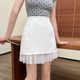 2024 new white hip-covering A-line short skirt