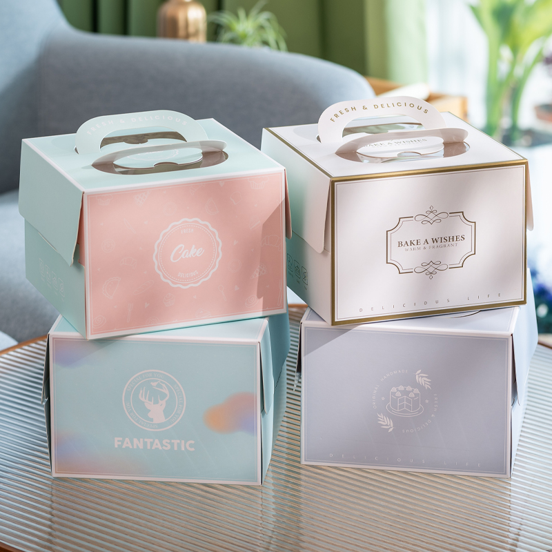 手提方形生日蛋糕盒子45四6六8八10十寸慕斯小蛋糕榴莲千层打包盒