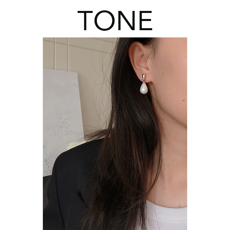 TONE 水滴珍珠耳夹蚊香盘新娘高级感简约冷淡风小众设计无耳洞女