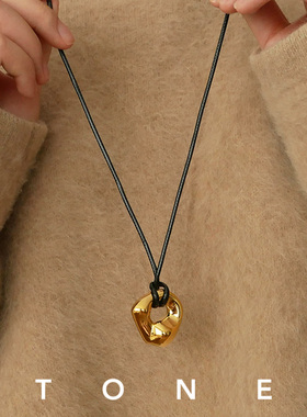 TONE 精工镀18K金皮绳长项链可调节简约百搭气质高级感时髦毛衣链