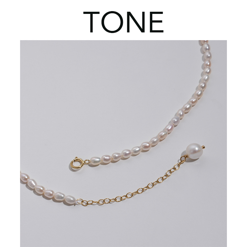 包金简约气质复古百搭项链 强光天然小米粒珍珠锁骨链美国 TONE 14k 包金简约气质复古百搭项链 强光天然小米粒珍珠锁骨链美国 TONE 14k