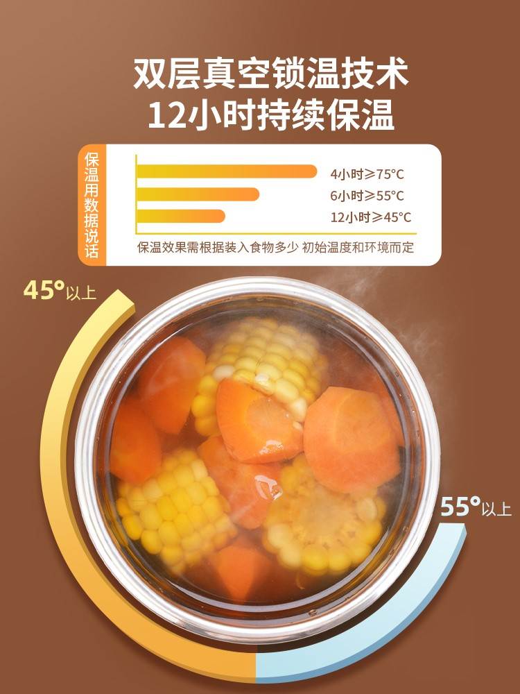 锈钢超长保温饭盒上班族便携带饭桶家用24小时便当盒饭菜不汤壶碗 - 图1