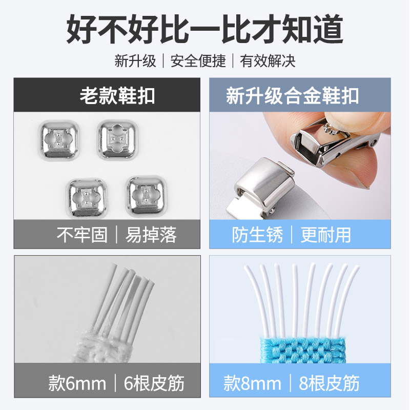 懒人鞋带弹力松紧女鞋带卡扣免系鞋带绳男款扁加宽儿童免绑固定器 - 图2