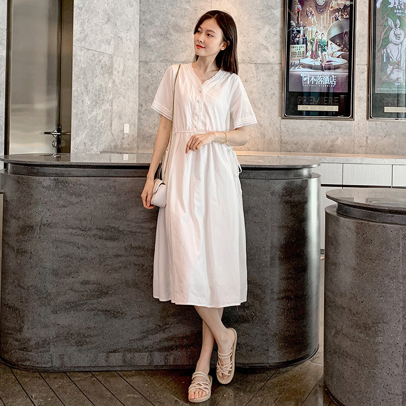 孕妇2021夏装新款宽松长款潮连衣裙 毫米熊连衣裙