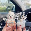 New Internet celebrity diamond-encrusted Xiaowang Chai Teddy shaking head dog car ornaments female driver ladies car interior decoration supplies