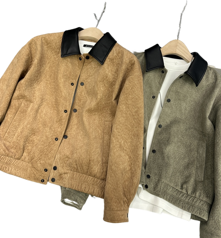 高端老钱风麂皮绒翻领夹克男2025新款宽松潮流棕色外套休闲秋冬季 - 图3