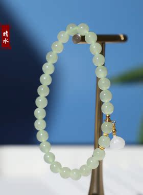 通勤可佩戴款的和田玉晴水手链6m
