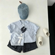 ຊຸດເດັກນ້ອຍຊາຍ summer suit Korean lettered short-sleeved shirts short-piece two-piece children's baby casual breathable versatile suit