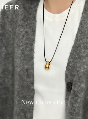 极简金属水滴吊坠长款毛衣链