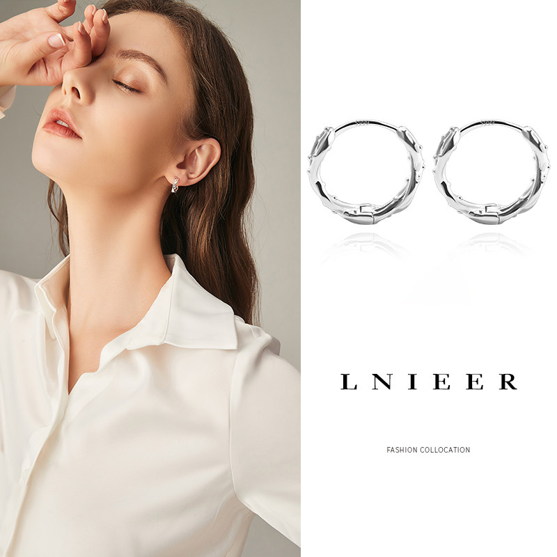 韩国999足银荆棘2022年新款潮耳钉 lnieer耳环