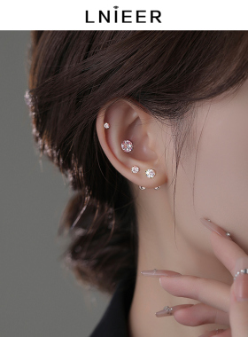 医用钛钢耳钉螺丝拧扣爆款耳环