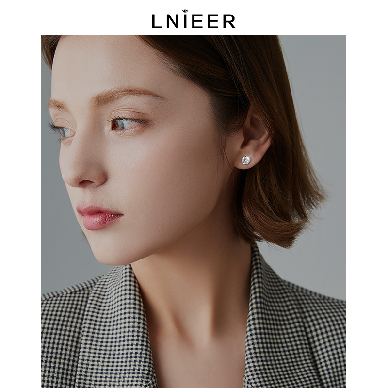 999纯银养耳洞钻石女防过敏男耳钉 lnieer耳钉