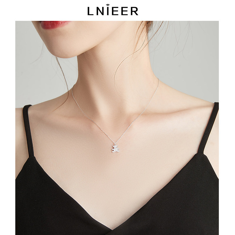 925纯银可爱小熊夏季新款锁骨链 lnieer项链