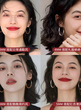 999纯银针圈圈耳环女素圈耳夹