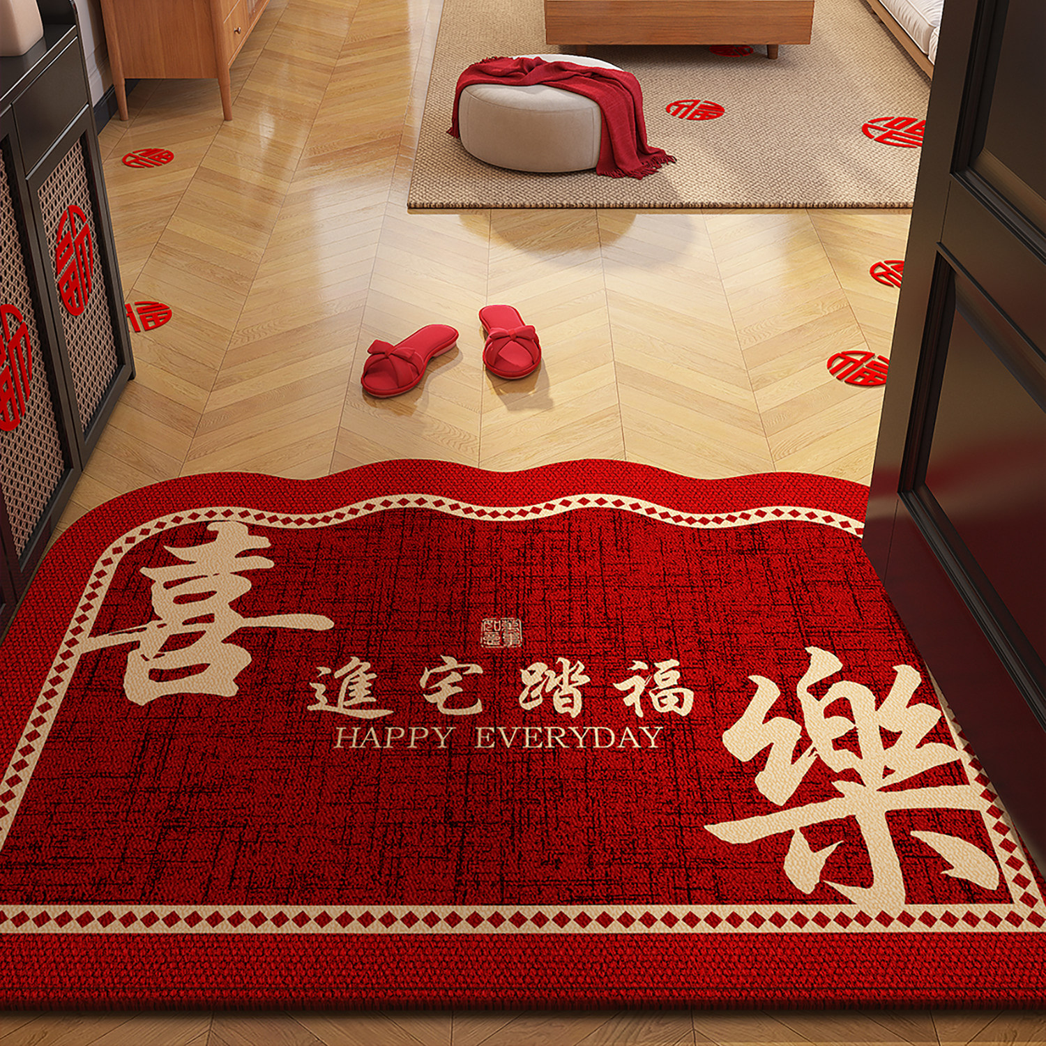 轻奢高级新款门垫入户门地垫红色喜庆防滑脚垫子门口玄关进门地毯,淘宝优惠券,粉丝福利购,淘宝优惠卷