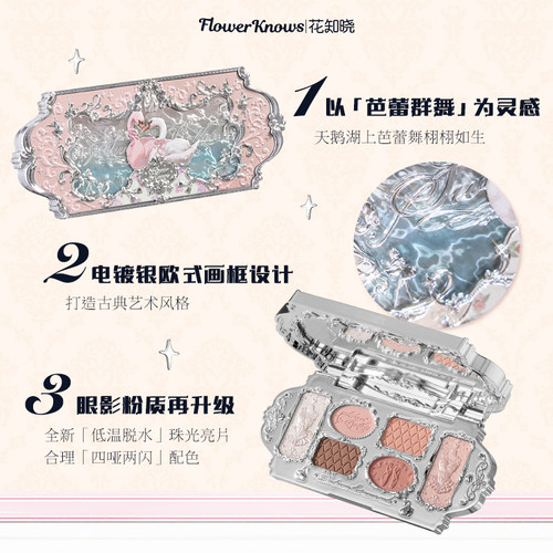 【五一狂欢】花知晓天鹅芭蕾六色眼影盘哑光细闪珠光旗舰店 - 图1