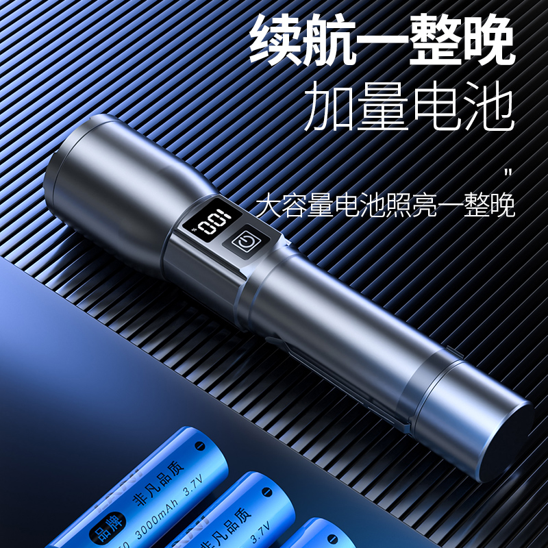 新款手电筒强光充电小型便携工作灯超亮户外远射迷你激光战术手电-图1