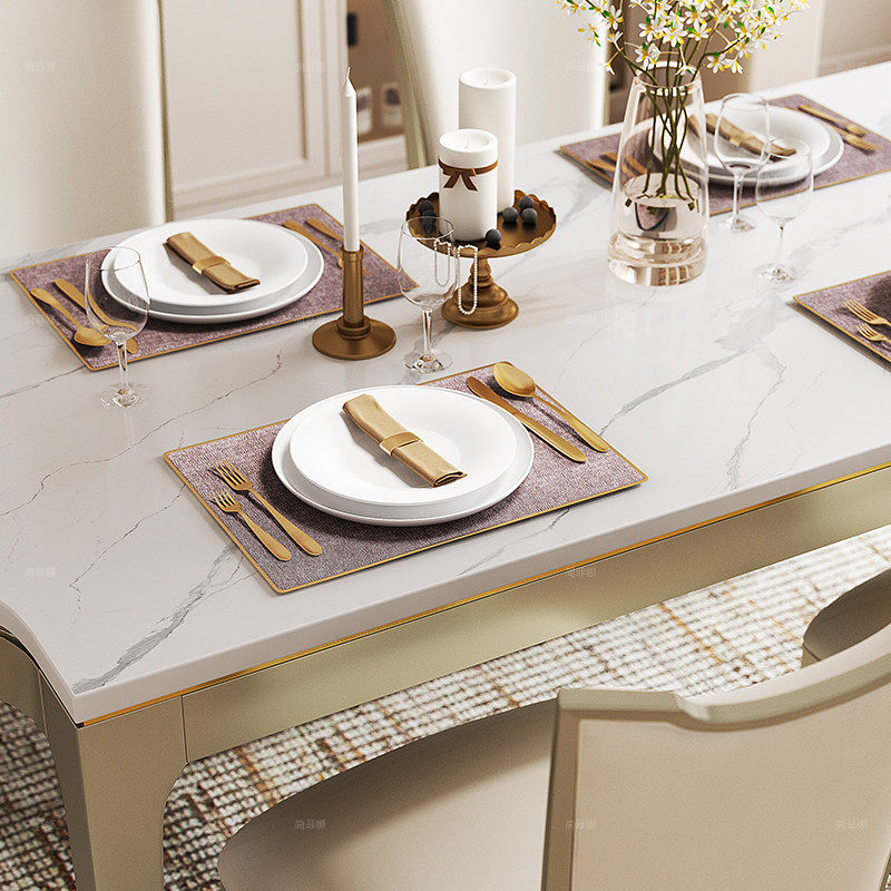 简菲娜美式轻奢奥琳德大理石餐桌长方形实木餐桌椅组合奢华长饭桌,淘宝优惠券,粉丝福利购,淘宝优惠卷