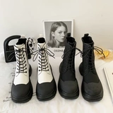 Martens, демисезонные утепленные эксклюзивные короткие сапоги на платформе, коллекция 2022, широкий устойчивый каблук
