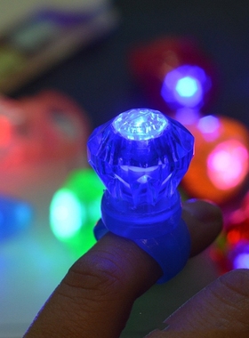 儿童手指发光戒指夜光玩具 可调节尺寸生日礼物女孩男孩