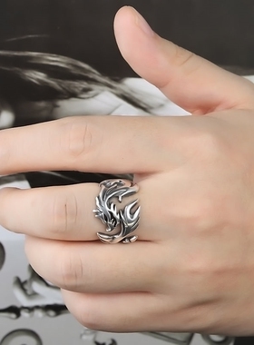 个性潮流男食指戒指男士单身ins简约钛钢男戒冷淡风中指女