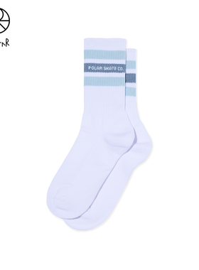PolarSkateCo宽条纹运动棉袜