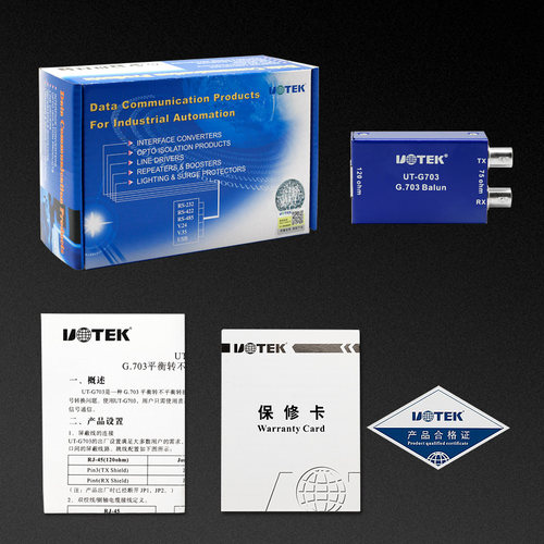 宇泰(UOTEK)无源平衡转不平衡转换器 75ohm转120ohm双绞线信号转换BNC转RJ45监控系统模块UT-G703 - 图3
