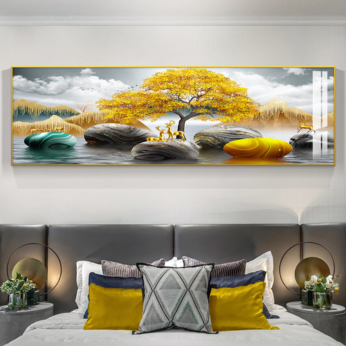 卧室床头装饰画现代简约主卧房间沙发背景墙面壁画客厅轻奢挂画 - 图0