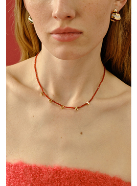CHEZ LOOPS好运连绵红玛瑙项链 设计师高级感轻奢小众叠戴多层链