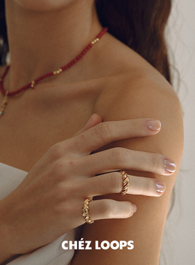 CHEZ LOOPS金红流光戒指原创滴胶金色轻奢镀金新款指环女新年礼物