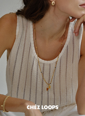 CHEZLOOPS虎眼石长款毛衣链