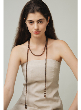 Loops茶晶长款巧克力色项链